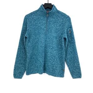 ORVIS 1/4 Zip Knit Pullover Sweater Teal Blue Green S